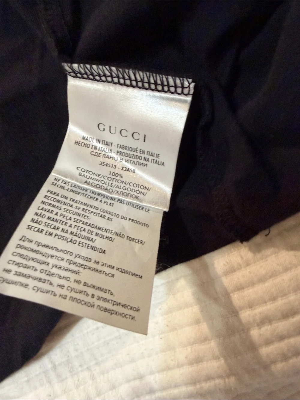 GUCCI Black Short-Sleeve Tee with Patterned Chest Pocket